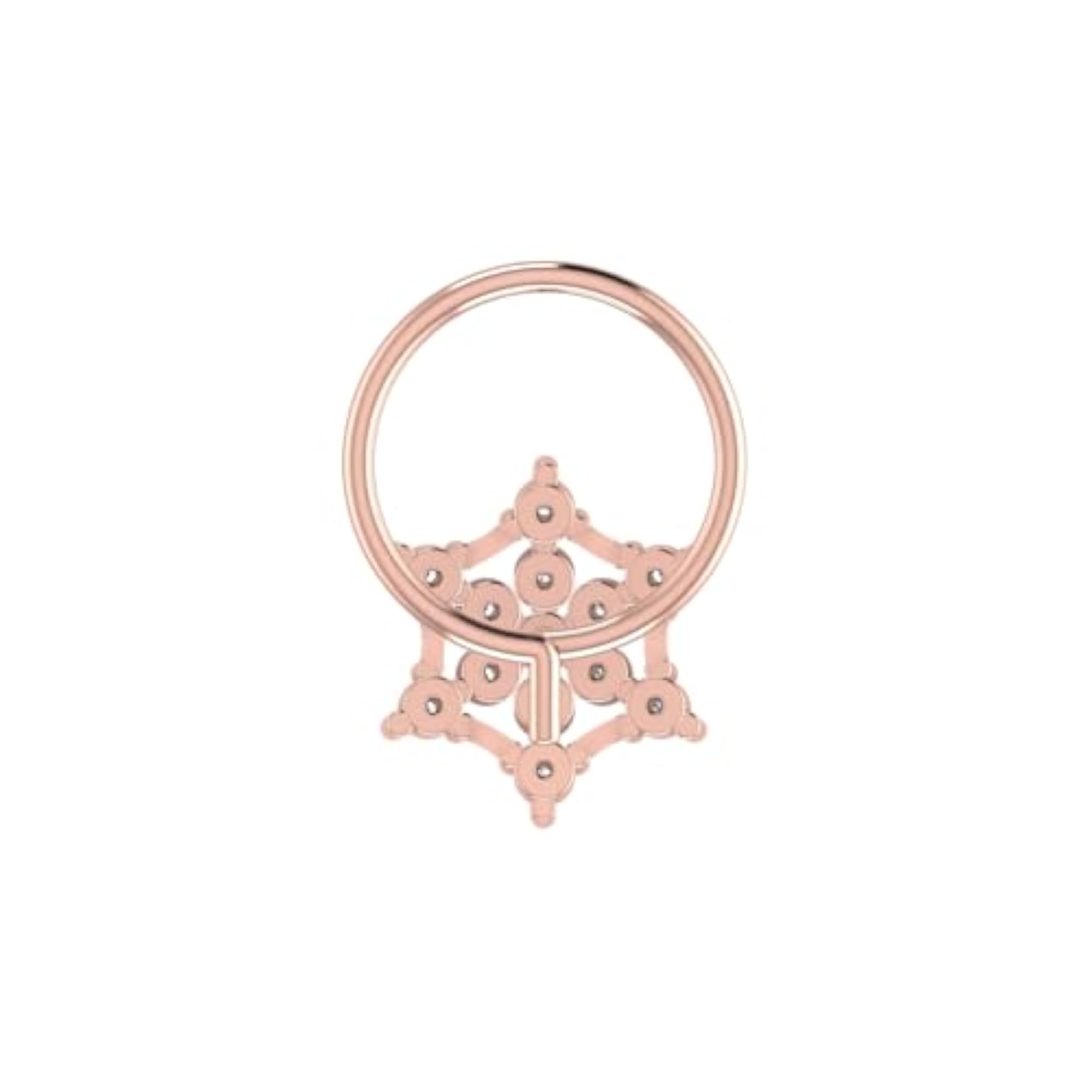 Women's 14Kt Rose Gold Stud Nose Ring, Classic